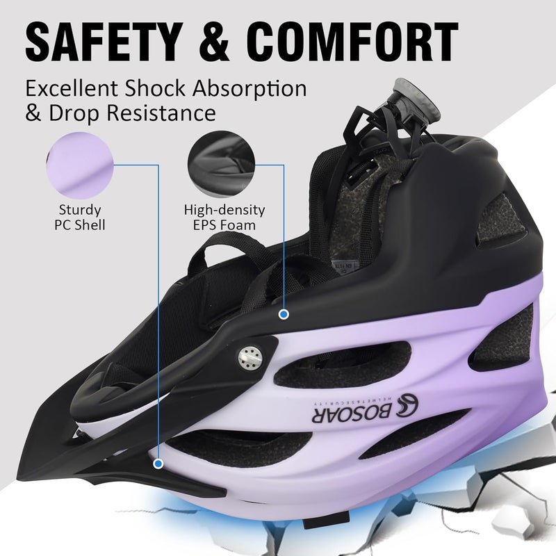 Bosoar Mountain Bike Helmet,Adult Cycling Helmet with Camera Mount and Detachable Visor for Men Women Youth,Suggested Fit 55-61 Cm - Image 3